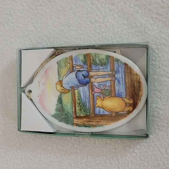 Classic Pooh Porcelain Ornament Christopher, Robin, Pooh & Piglet NWT